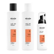 Nioxin Scalp + Hair Thickening System 4 for Coloured, dry and damaged hair Treated Hair with Progressed Thinning, Loyalty Kit